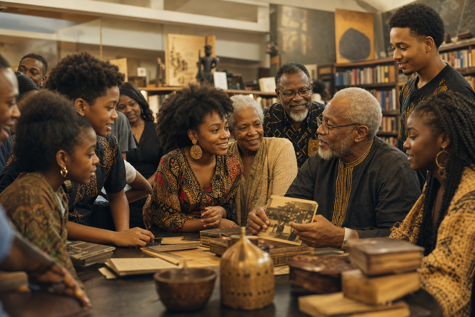 Comunidade afro reunida em evento educacional e cultural